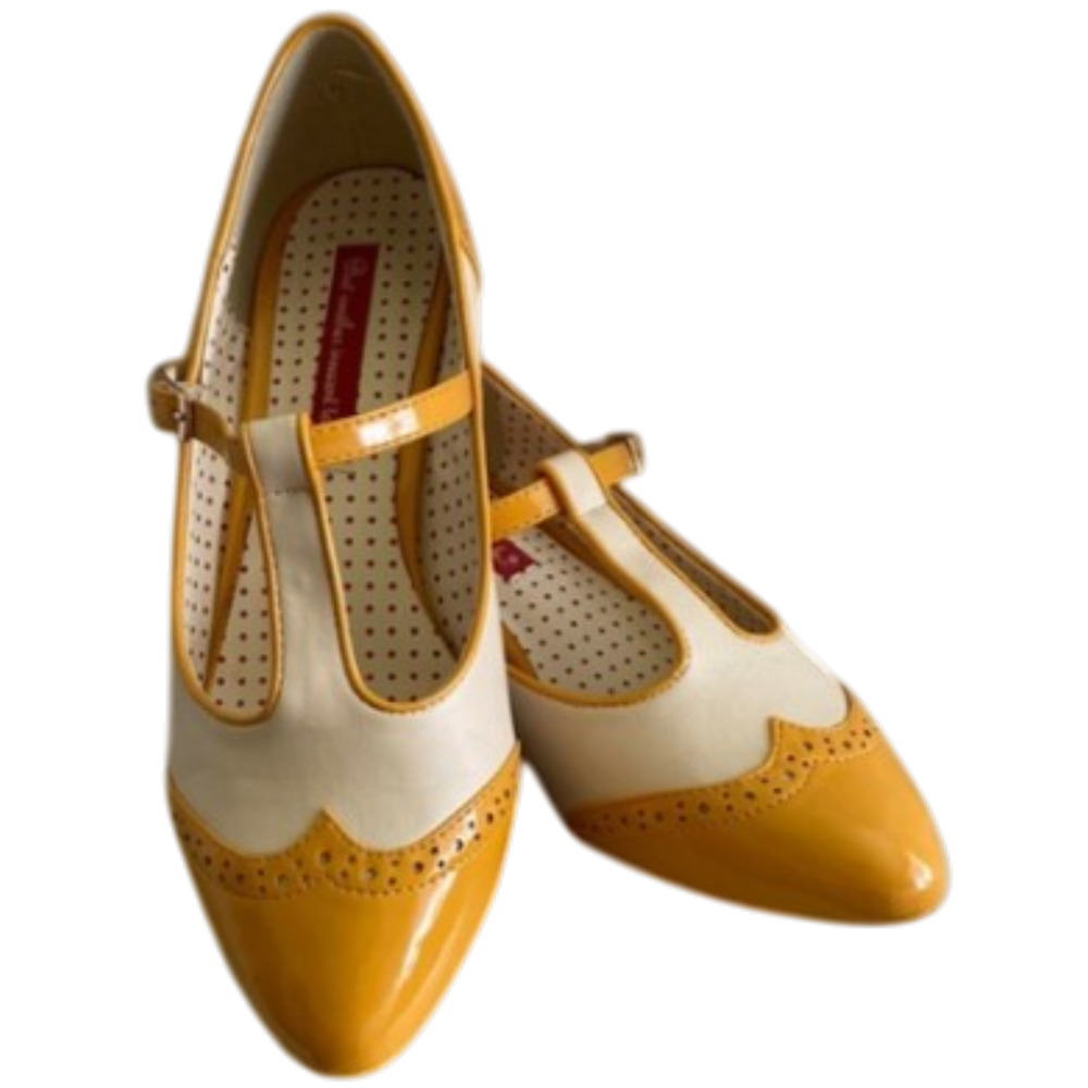 Bait Women's Footwear Mary Jane heels Yellow / White Patent Heels Size 8.5